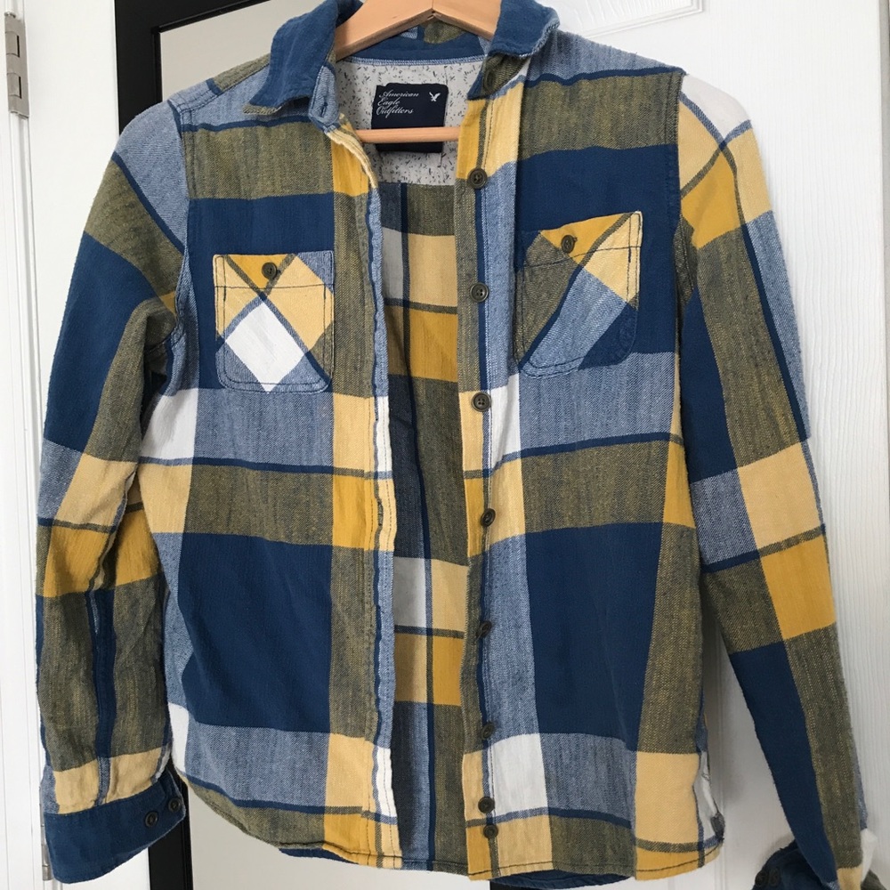 American Eagle Blue and Yellow flannel